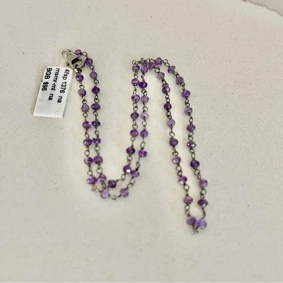 One of a kind faceted Amethyst beaded wired necklace 16” long - Picture 6 of 10